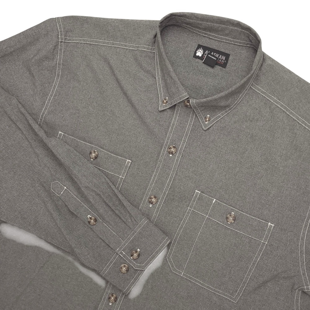 Alaskan Hardgear Shirt Mens 2XLT Gray Solid Long Sleeve Button Up Workwear